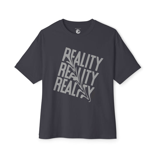 Reality Repeat Graphic Tee — Distorted 'Reality' Boxy T-Shirt