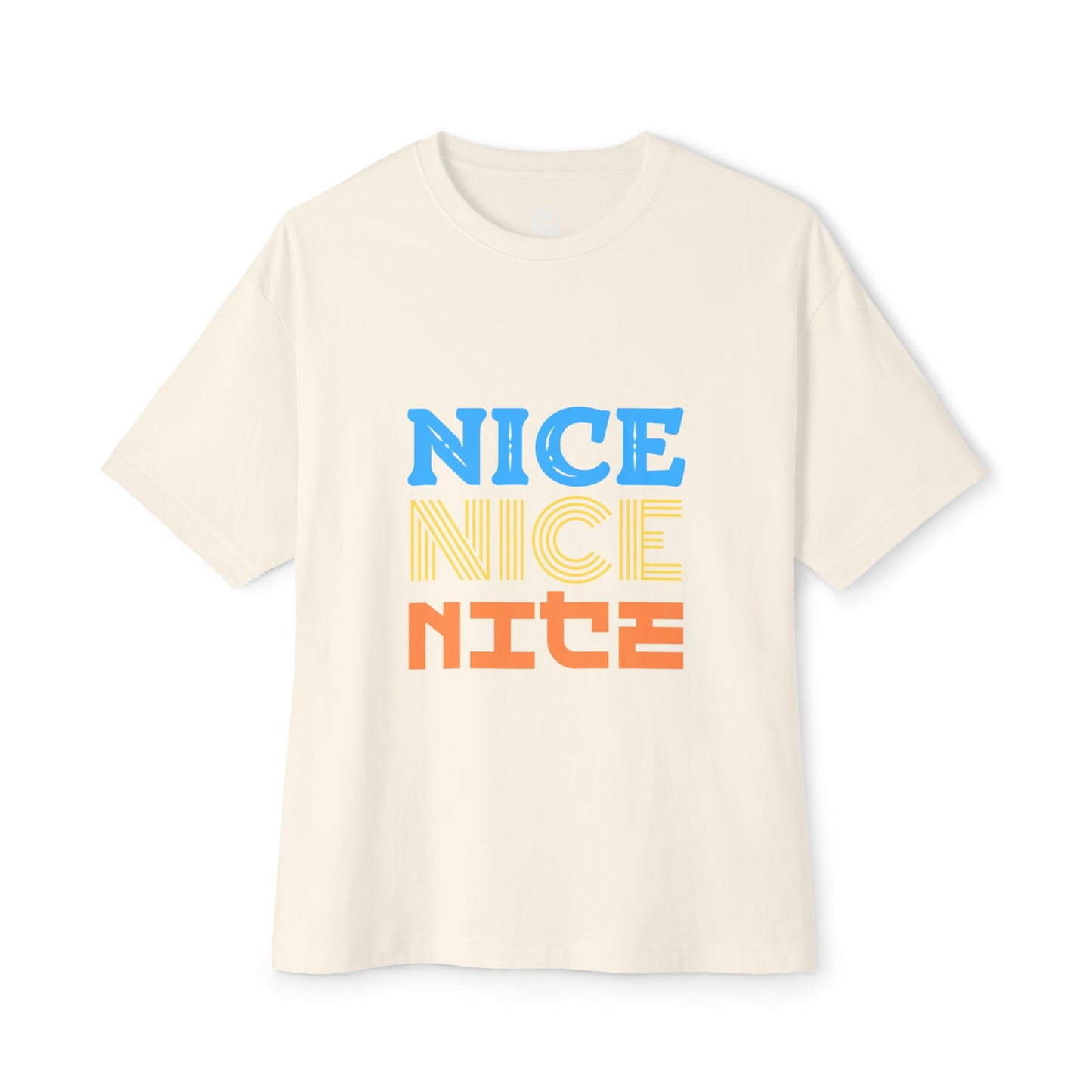 Nice Nice Nice Boxy Tee — Retro Colorblock Graphic T‑Shirt