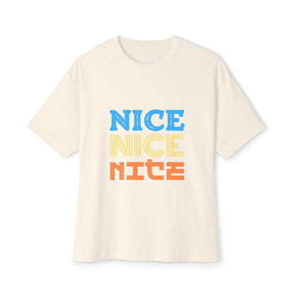 Nice Nice Nice Boxy Tee — Retro Colorblock Graphic T‑Shirt