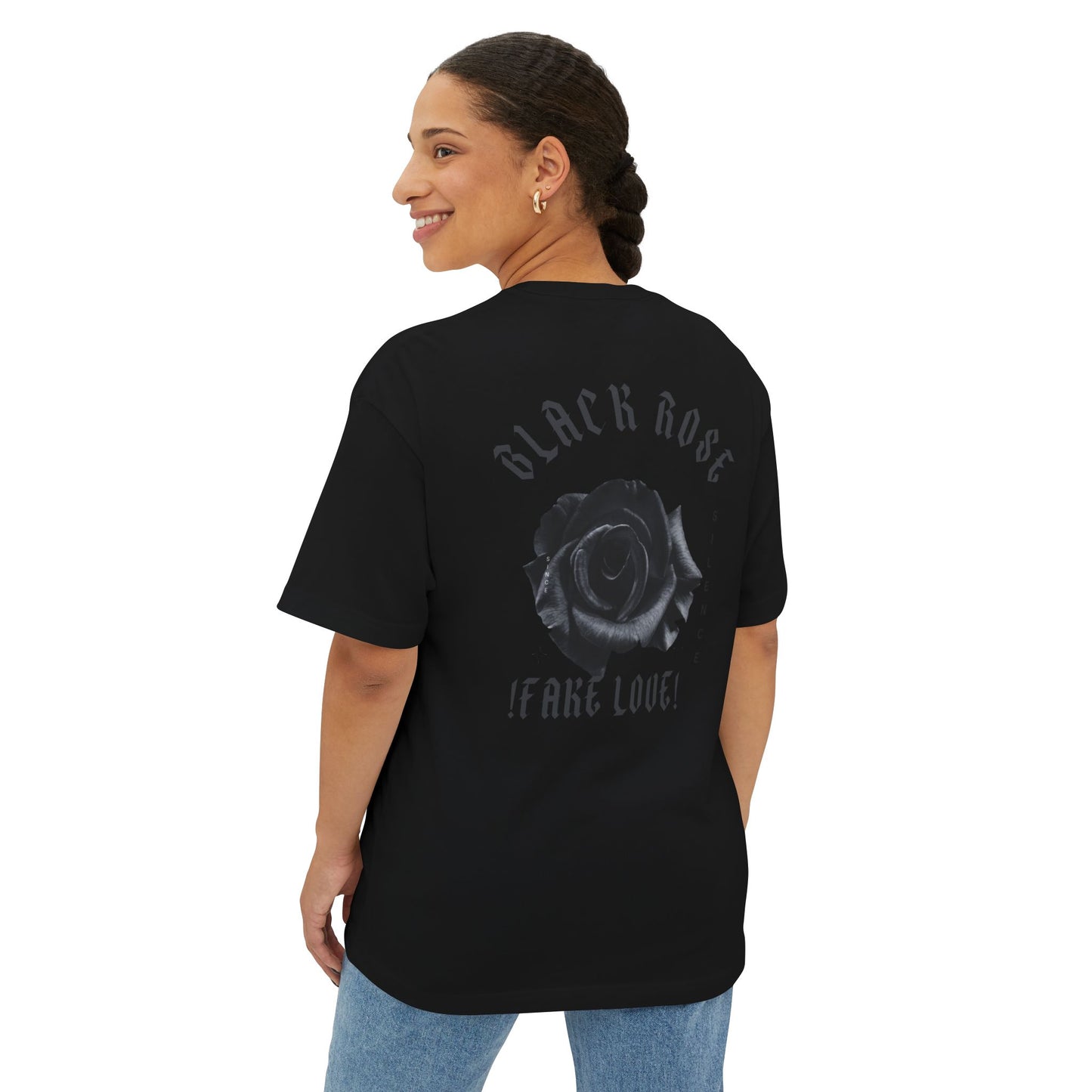 Black Rose Graphic Tee — 'Black Rose' Gothic Floral Oversized T-Shirt