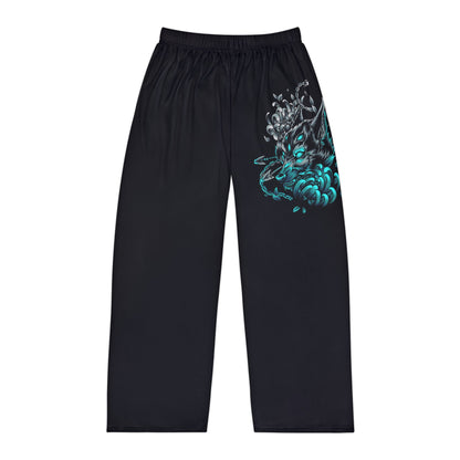 Men's Pajama Pants — Teal Dragon Smoke Graphic Lounge Pants