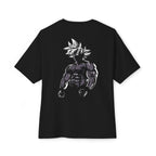Anime Super Saiyan Tee — Black Oversized Boxy Shirt featuring Muscular Goku Silhouette