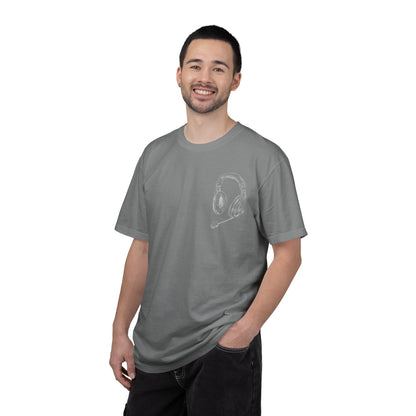 T-Shirt — 'THE FUTURE' Dove Graphic Tee with Headset Chest Sketch