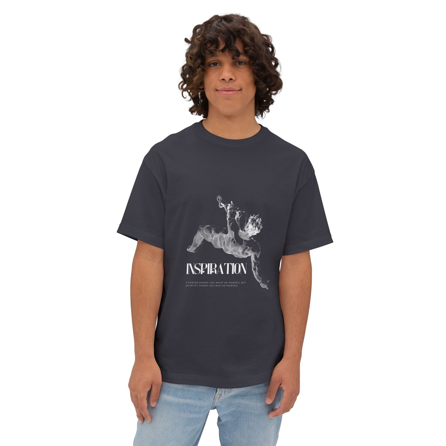 Inspiration Angel Graphic Tee — Oversized Boxy Black T-Shirt