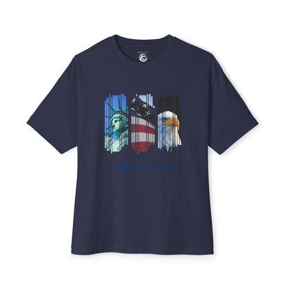 Patriotic America Tee — Statue of Liberty, Flag & Eagle Graphic