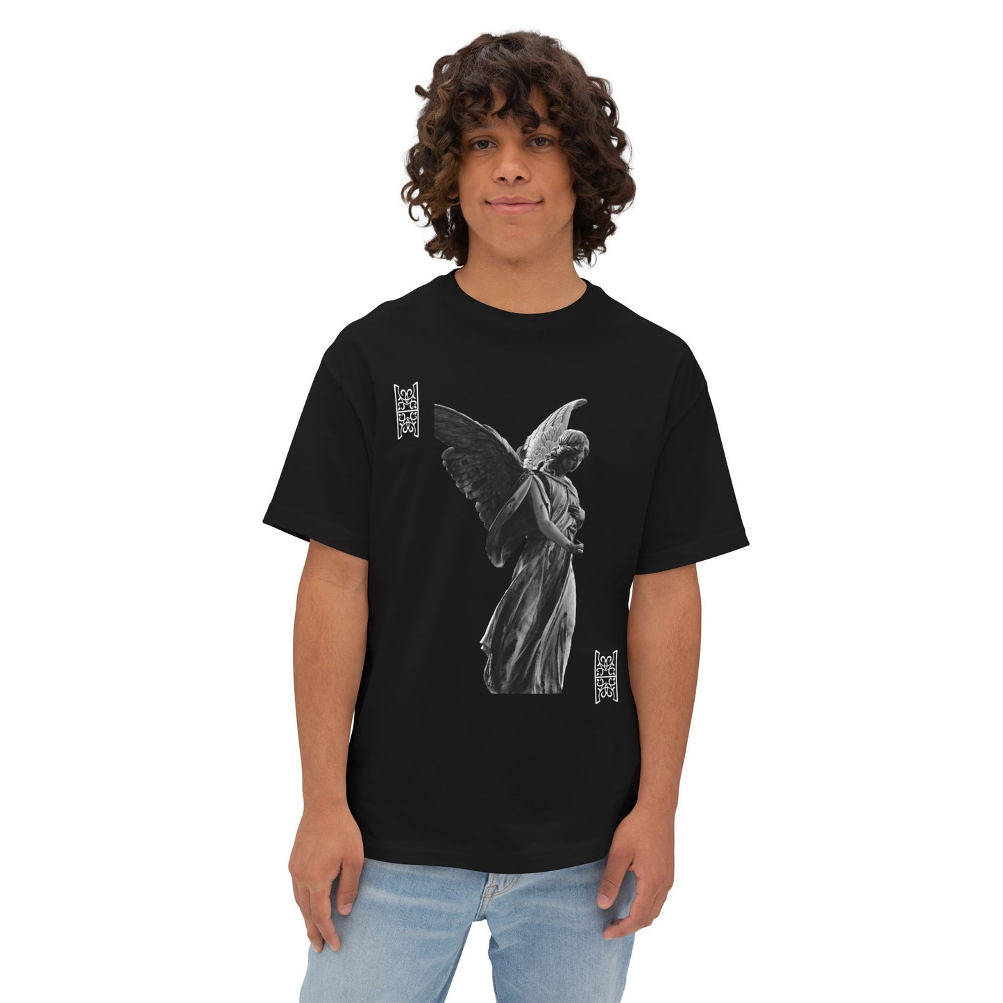 Angel Statue Graphic Tee — 'Pure Remorse' Streetwear Oversized Boxy T‑Shirt