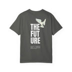 T-Shirt — 'THE FUTURE' Dove Graphic Tee with Headset Chest Sketch