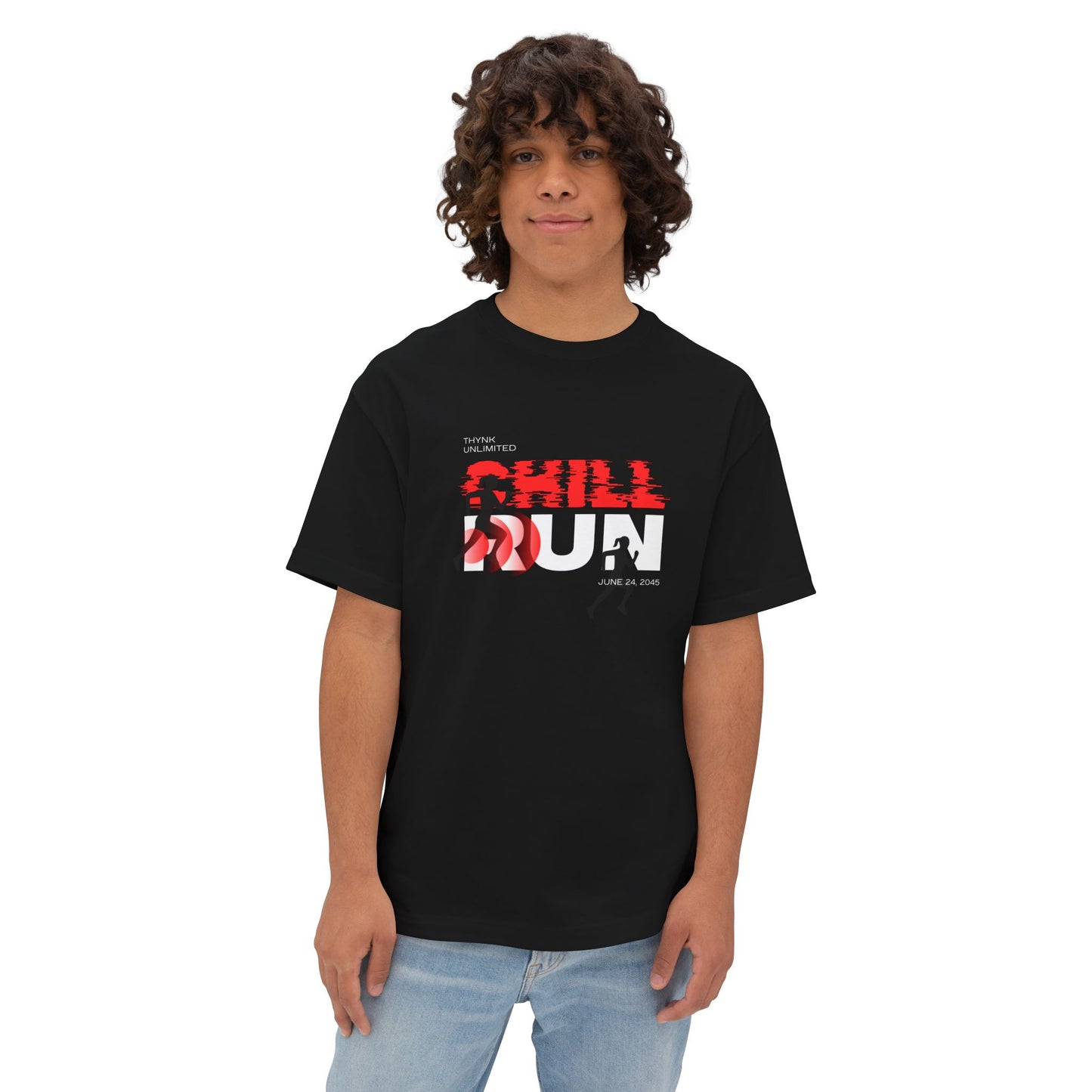 Chill Runner Tee — Minimalist Running Graphic Oversized Shirt