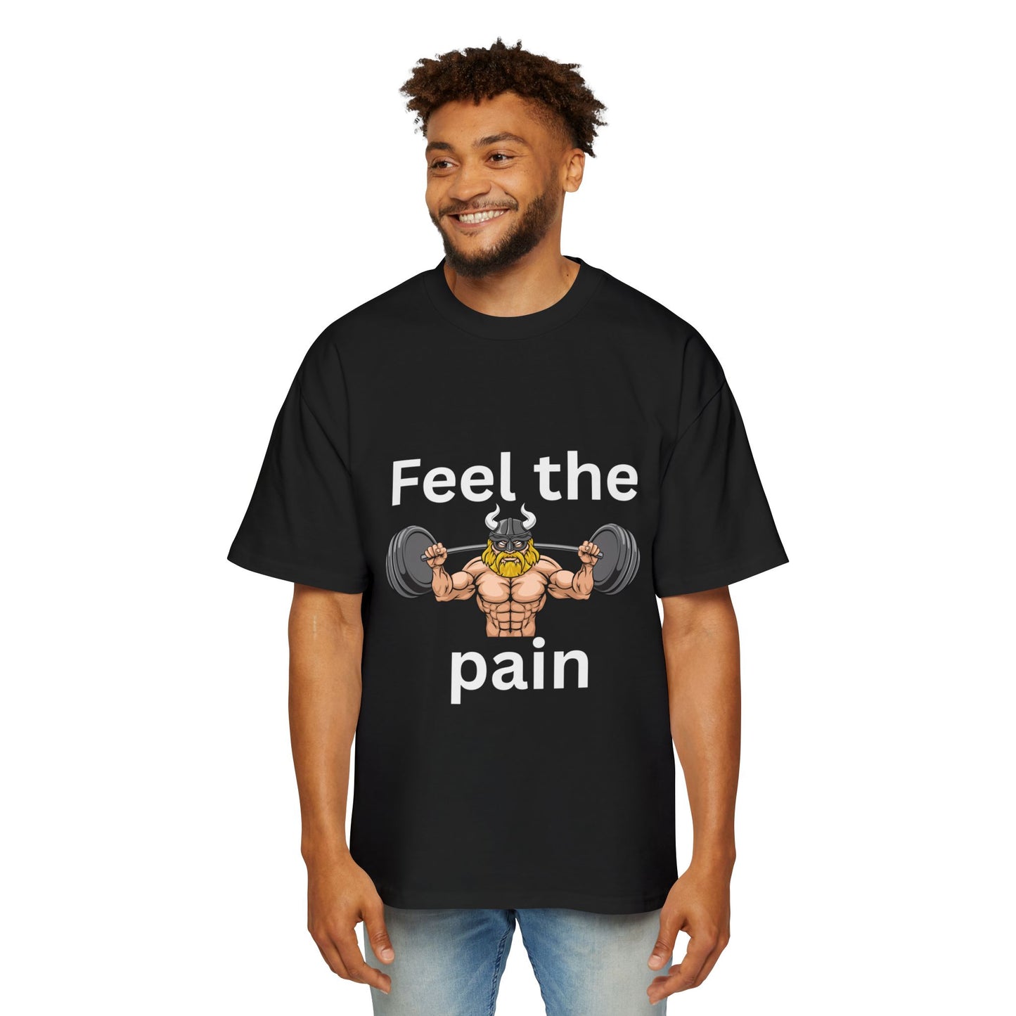 Feel the Pain Gym T‑Shirt — Heavy Oversized Workout Tee for Weightlifters