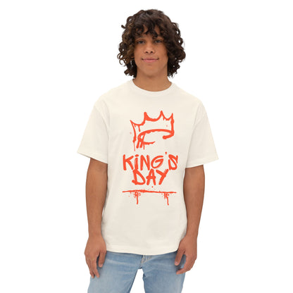 King's Day Graphic Tee — Oversized Boxy Shirt with Red Crown Design