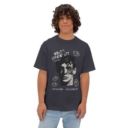 Graphic Tee — "What’re You Looking At?" Retro Surreal Face Design