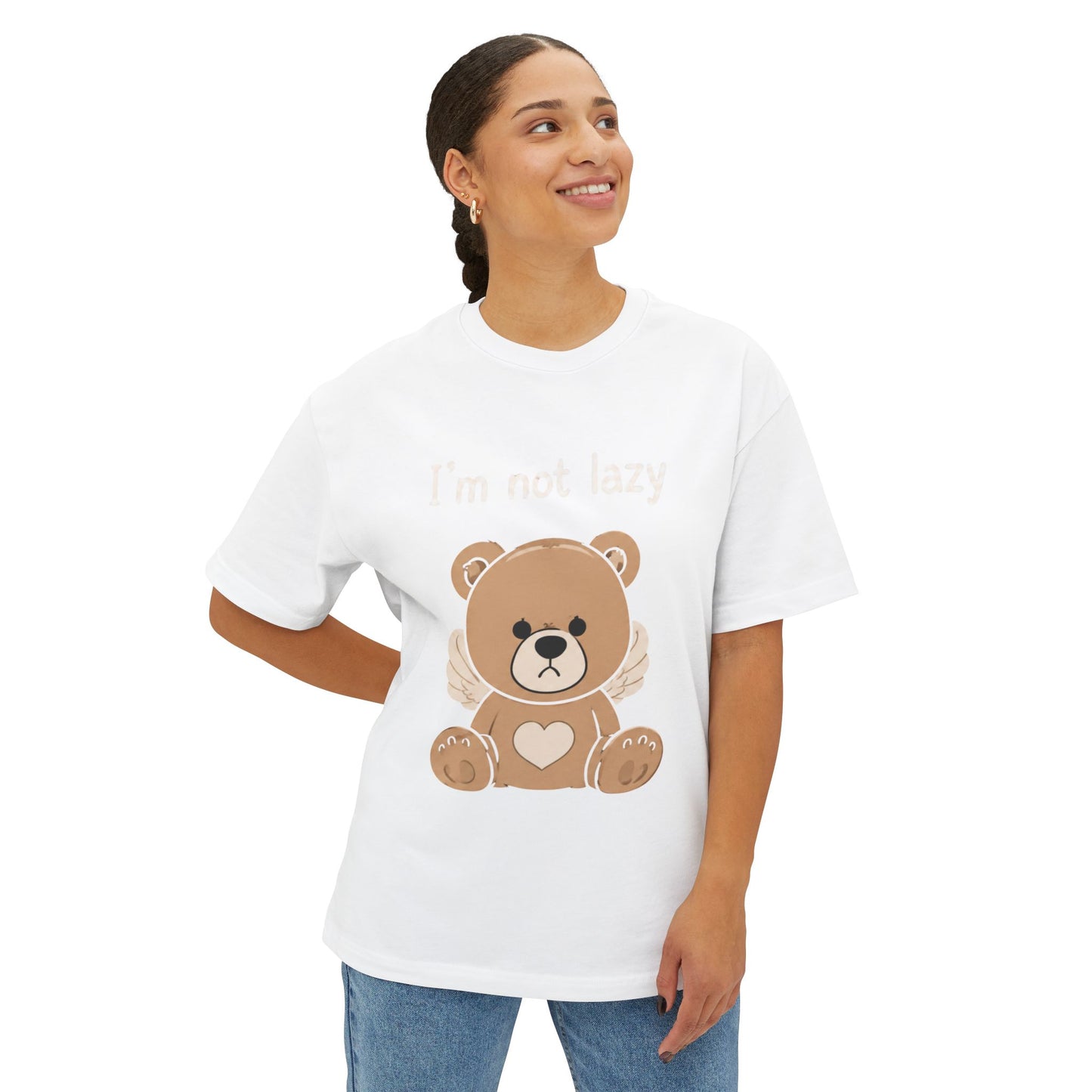 T-Shirt — Cute Angel Bear Graphic Tee ("I'm not lazy")