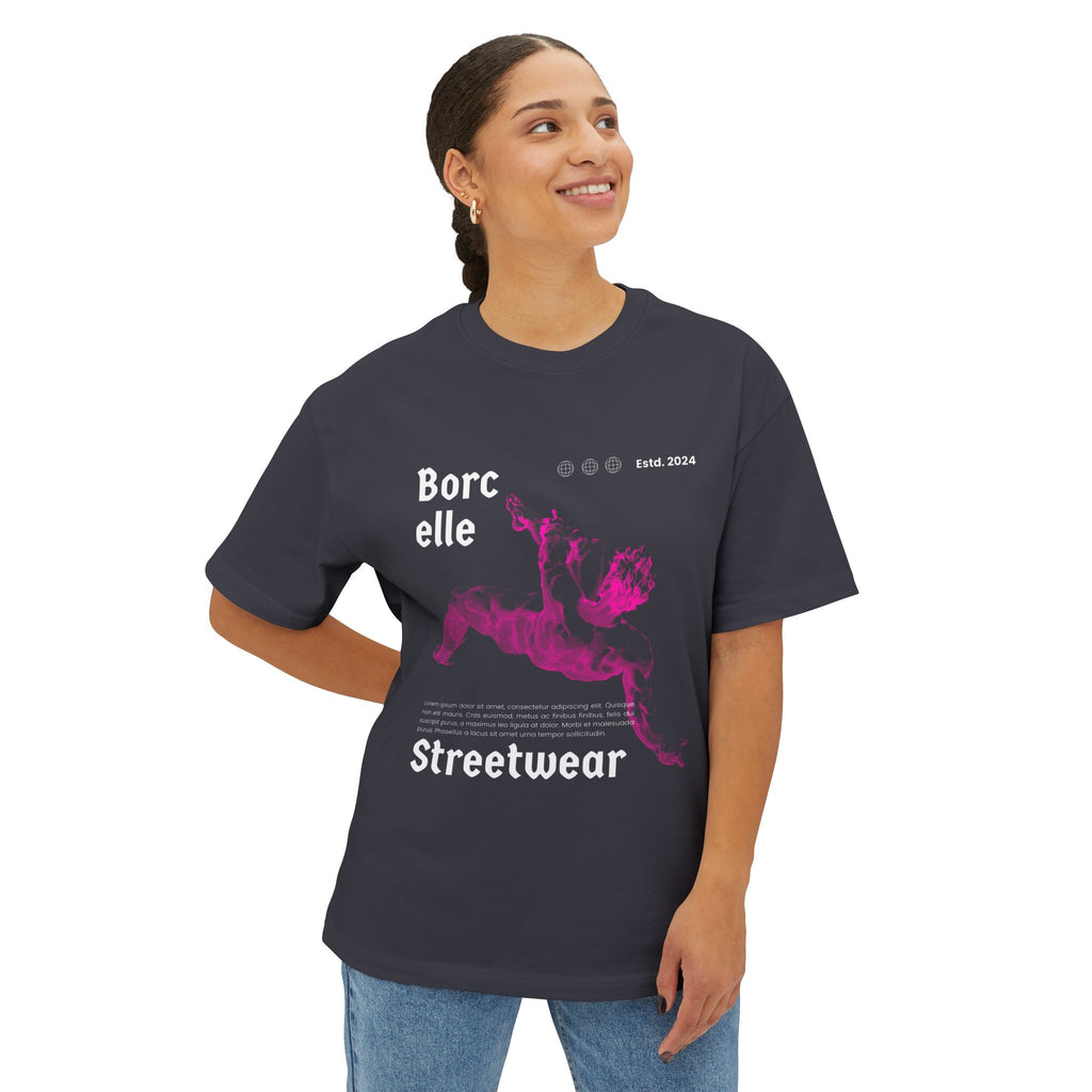 Oversized TShirt — "Borcelle" Pink Angel Graphic streetwear T-Shirt