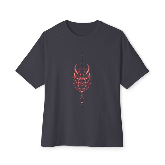 Demon Oni Mask Tee — Gothic Red Japanese Devil Graphic T-Shirt
