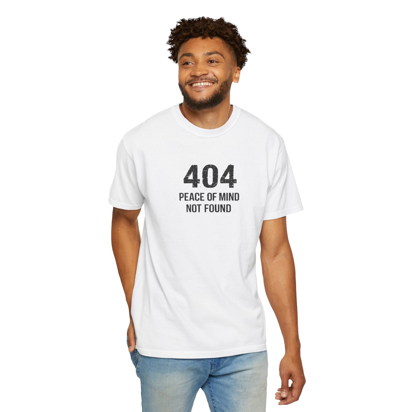 Overthinking Graphic T-Shirt — 404 “Peace of Mind Not Found” Mental Health Tee