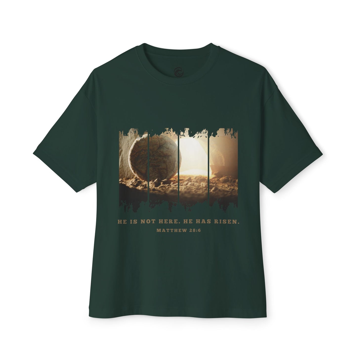 He Is Risen Oversized Tee — Easter Christian Resurrection Shirt