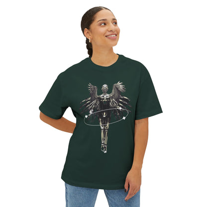 Angel Hula Hoop Graphic Tee — Metallic Angel Wings Streetwear Shirt