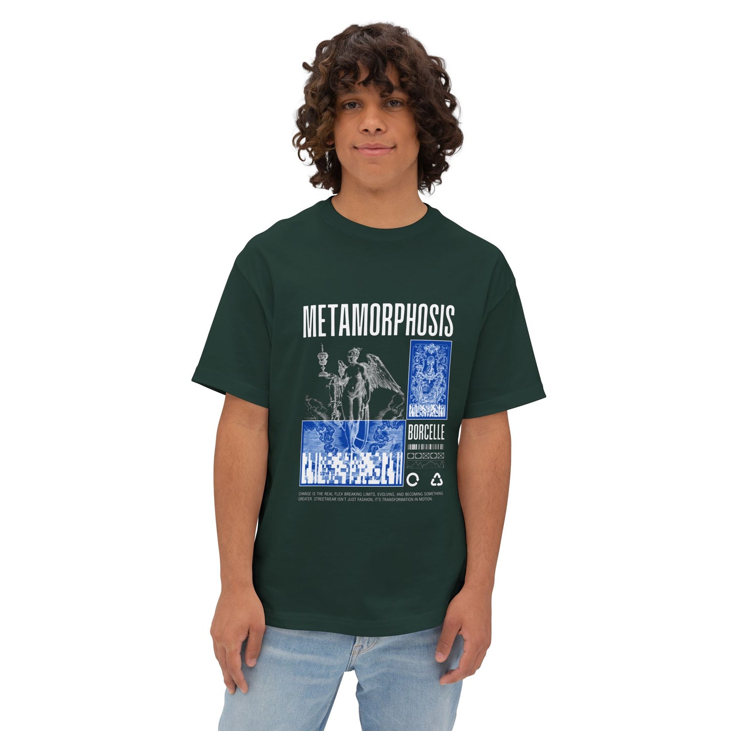 Metamorphosis Graphic Tee — Gothic Art & Blue Collage T‑Shirt