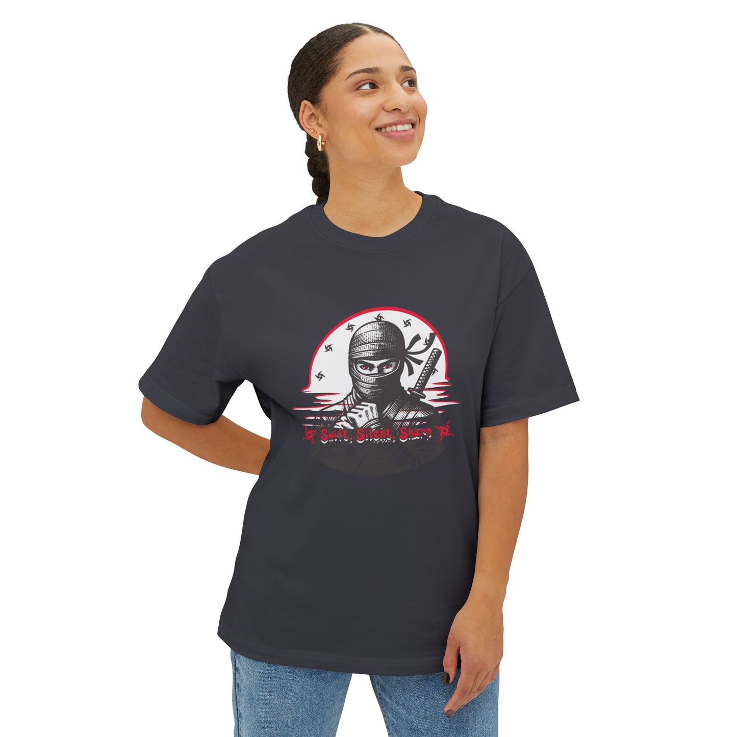 Ninja Warrior Graphic Tee — "Silent Shadow" Oversized Boxy T-Shirt