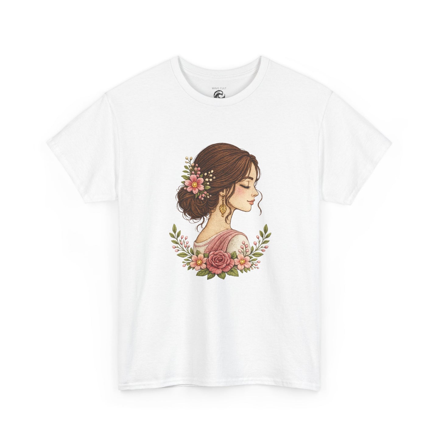 Floral Profile Tee — Vintage Woman Portrait T-Shirt