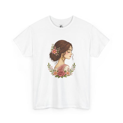 Floral Profile Tee — Vintage Woman Portrait T-Shirt