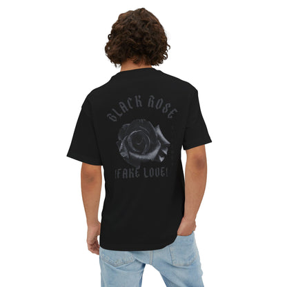 Black Rose Graphic Tee — 'Black Rose' Gothic Floral Oversized T-Shirt