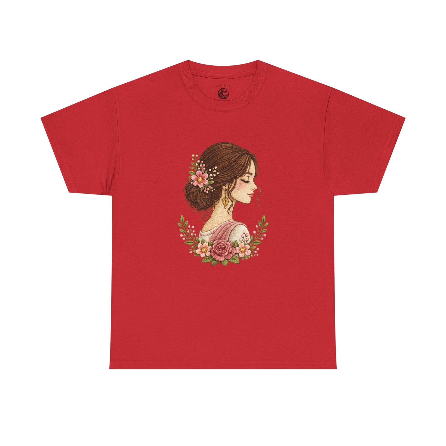 Floral Profile Tee — Vintage Woman Portrait T-Shirt