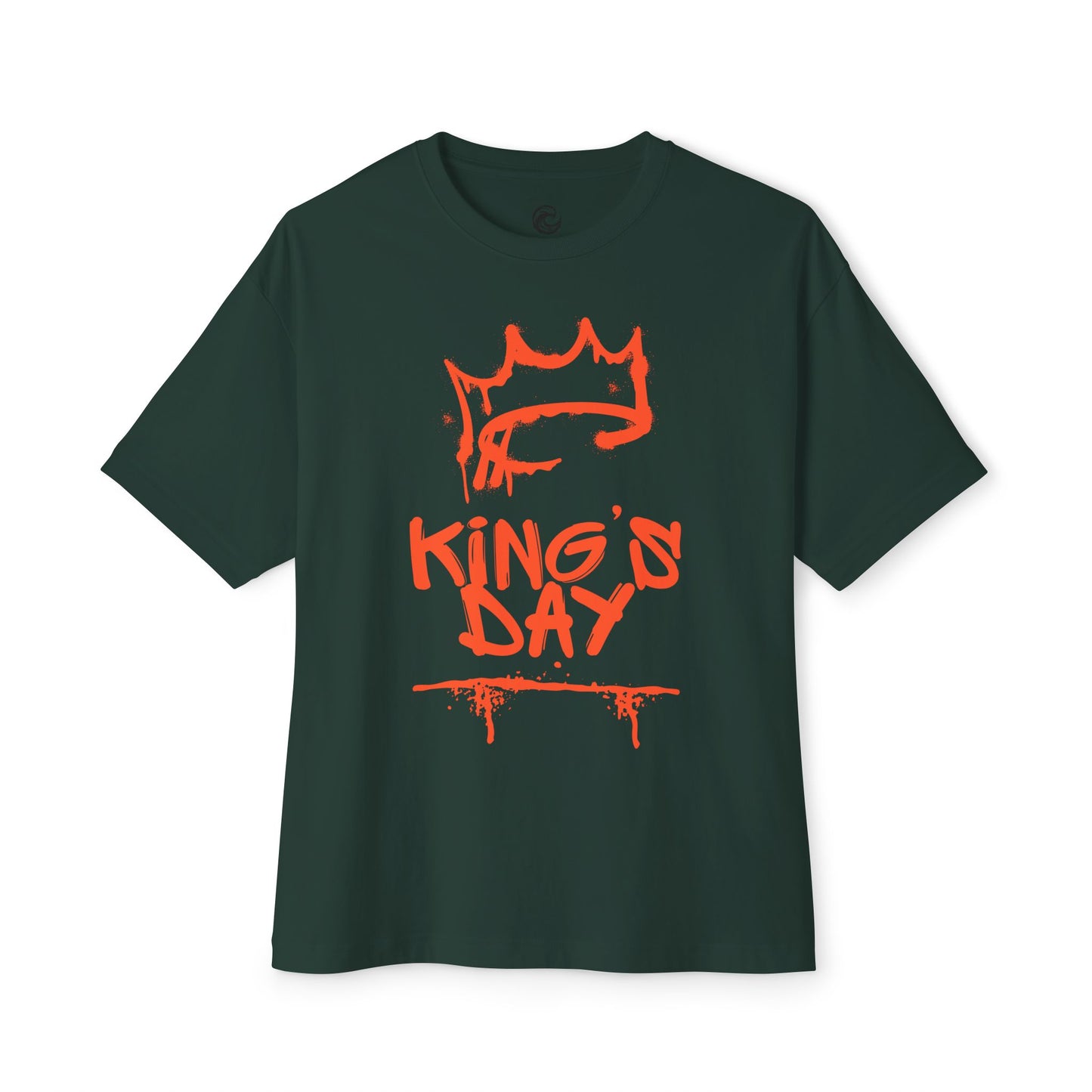 King's Day Graphic Tee — Oversized Boxy Shirt with Red Crown Design
