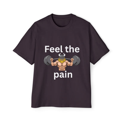 Feel the Pain Gym T‑Shirt — Heavy Oversized Workout Tee for Weightlifters