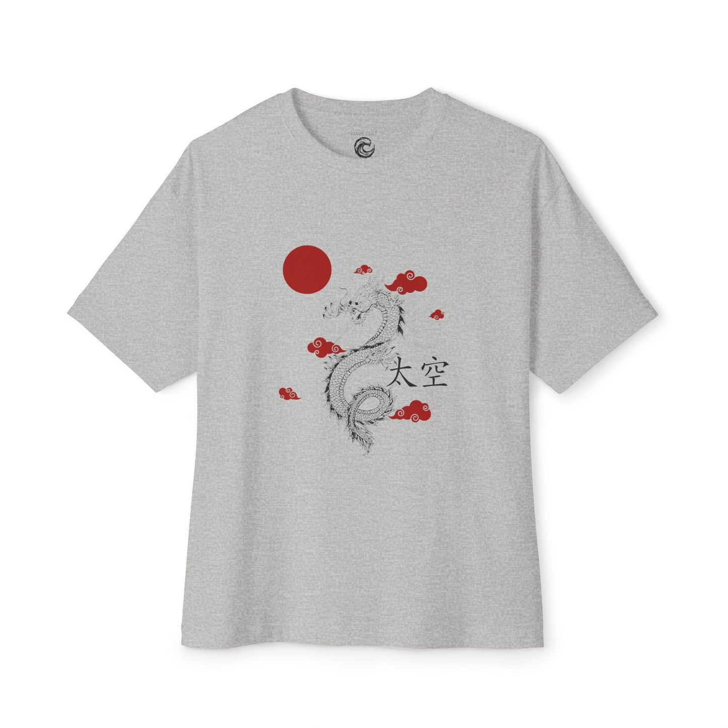 Dragon Graphic Tee — Japanese Red Sun & Clouds Oversized T-Shirt