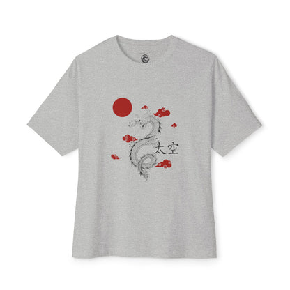 Dragon Graphic Tee — Japanese Red Sun & Clouds Oversized T-Shirt