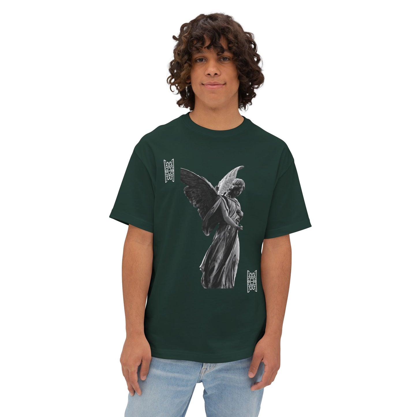 Angel Statue Graphic Tee — 'Pure Remorse' Streetwear Oversized Boxy T‑Shirt