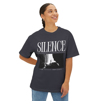 Silence Tee — Minimalist Black Graphic T-Shirt with 'SILENCE' Typography