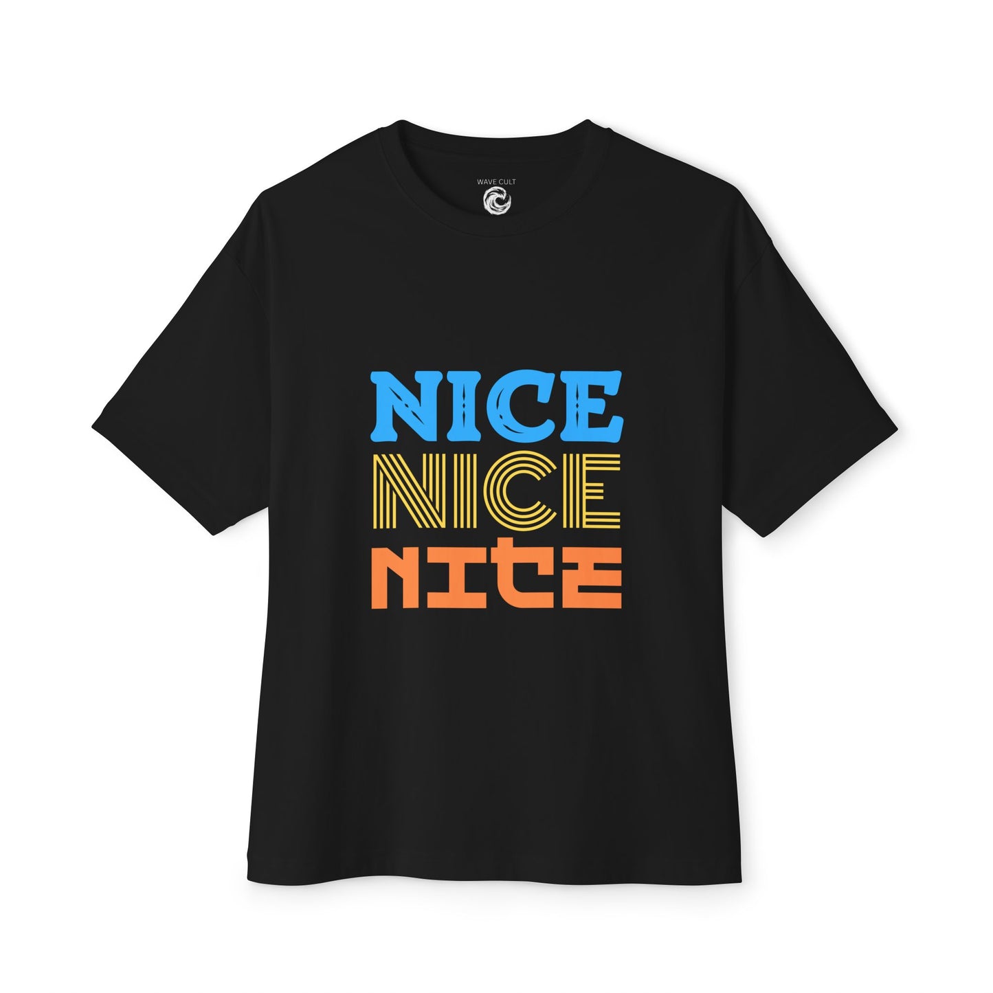 Nice Nice Nice Boxy Tee — Retro Colorblock Graphic T‑Shirt