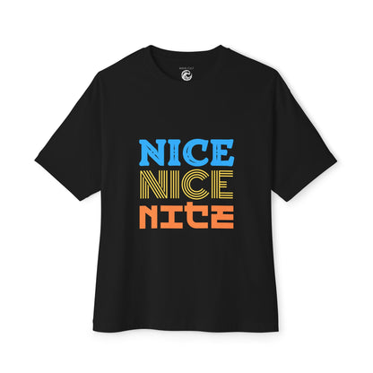 Nice Nice Nice Boxy Tee — Retro Colorblock Graphic T‑Shirt