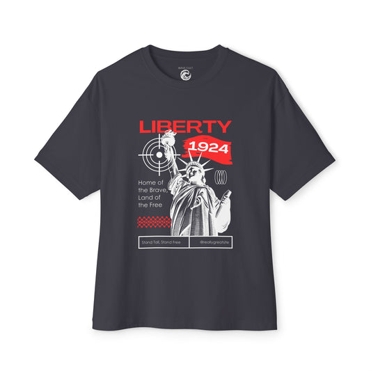 Liberty 1924 Graphic Tee - Vintage Flag Boxy T-Shirt