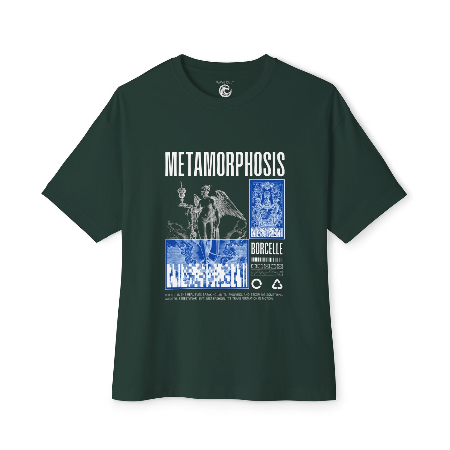 Metamorphosis Graphic Tee — Gothic Art & Blue Collage T‑Shirt