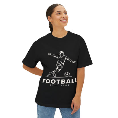 Football Player Jersey Tee — 'Football ESTD 1985' Oversized Boxy T‑Shirt (Back Number 7)