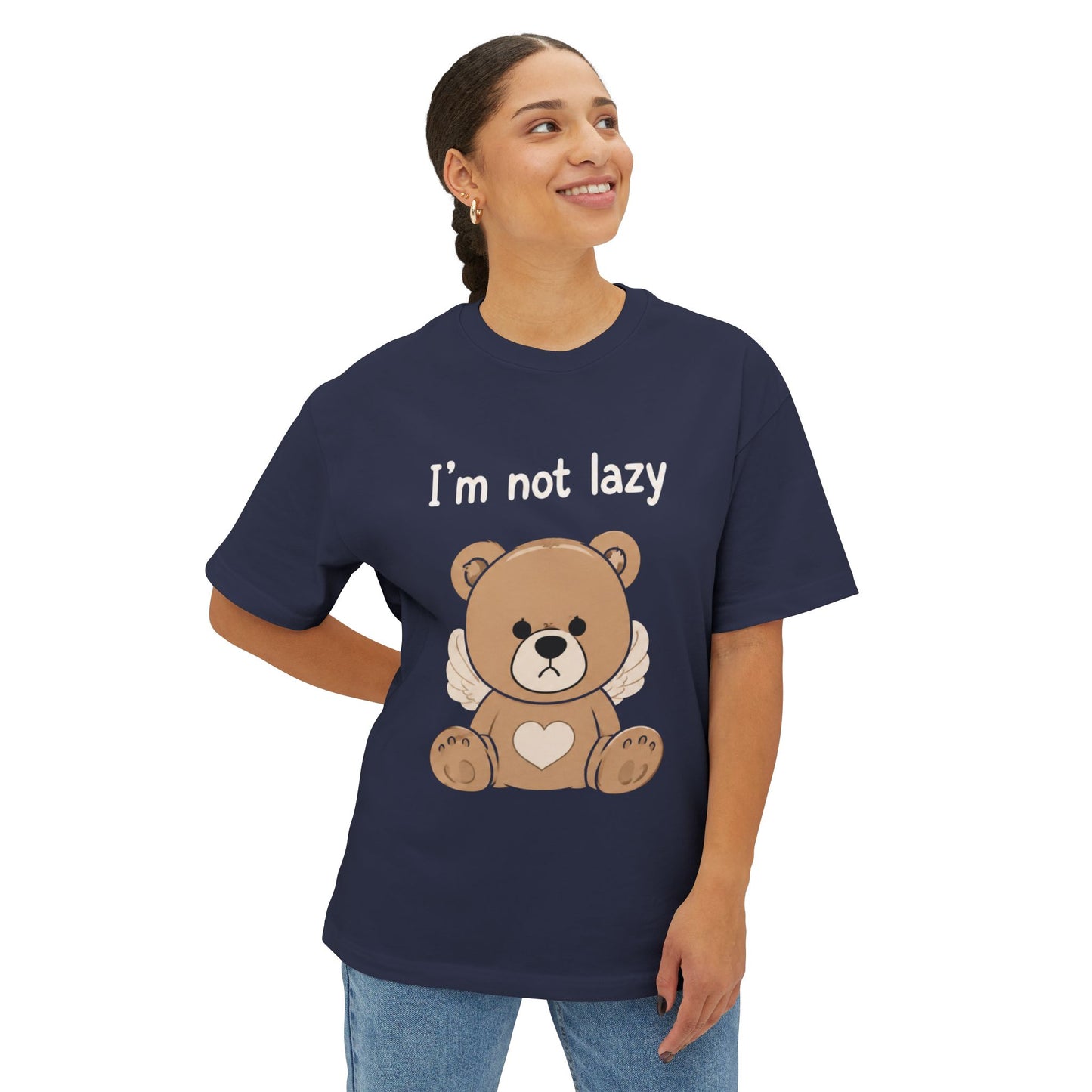 T-Shirt — Cute Angel Bear Graphic Tee ("I'm not lazy")