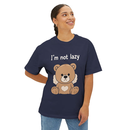 T-Shirt — Cute Angel Bear Graphic Tee ("I'm not lazy")