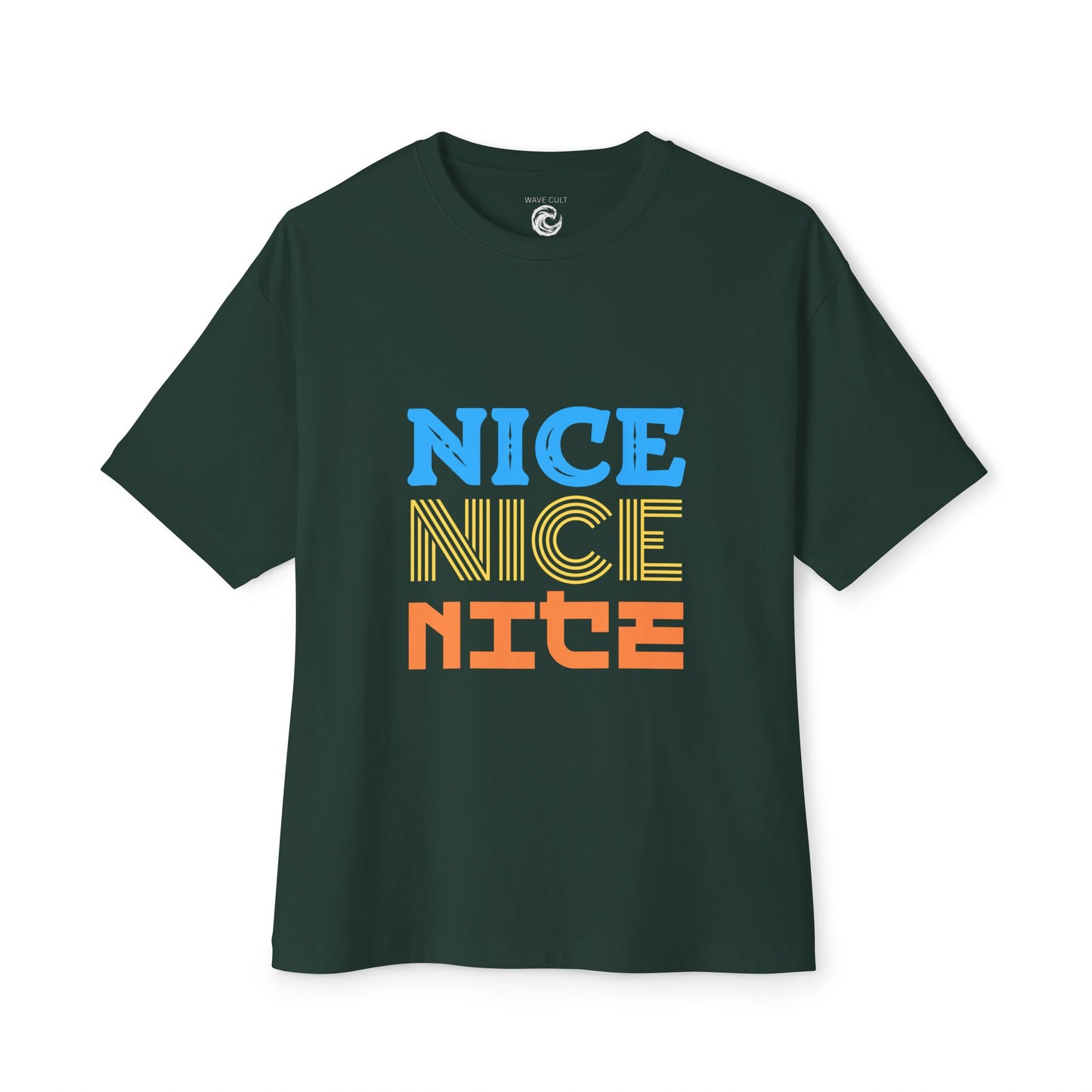 Nice Nice Nice Boxy Tee — Retro Colorblock Graphic T‑Shirt