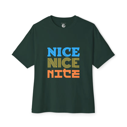 Nice Nice Nice Boxy Tee — Retro Colorblock Graphic T‑Shirt