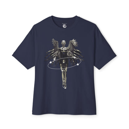 Angel Hula Hoop Graphic Tee — Metallic Angel Wings Streetwear Shirt