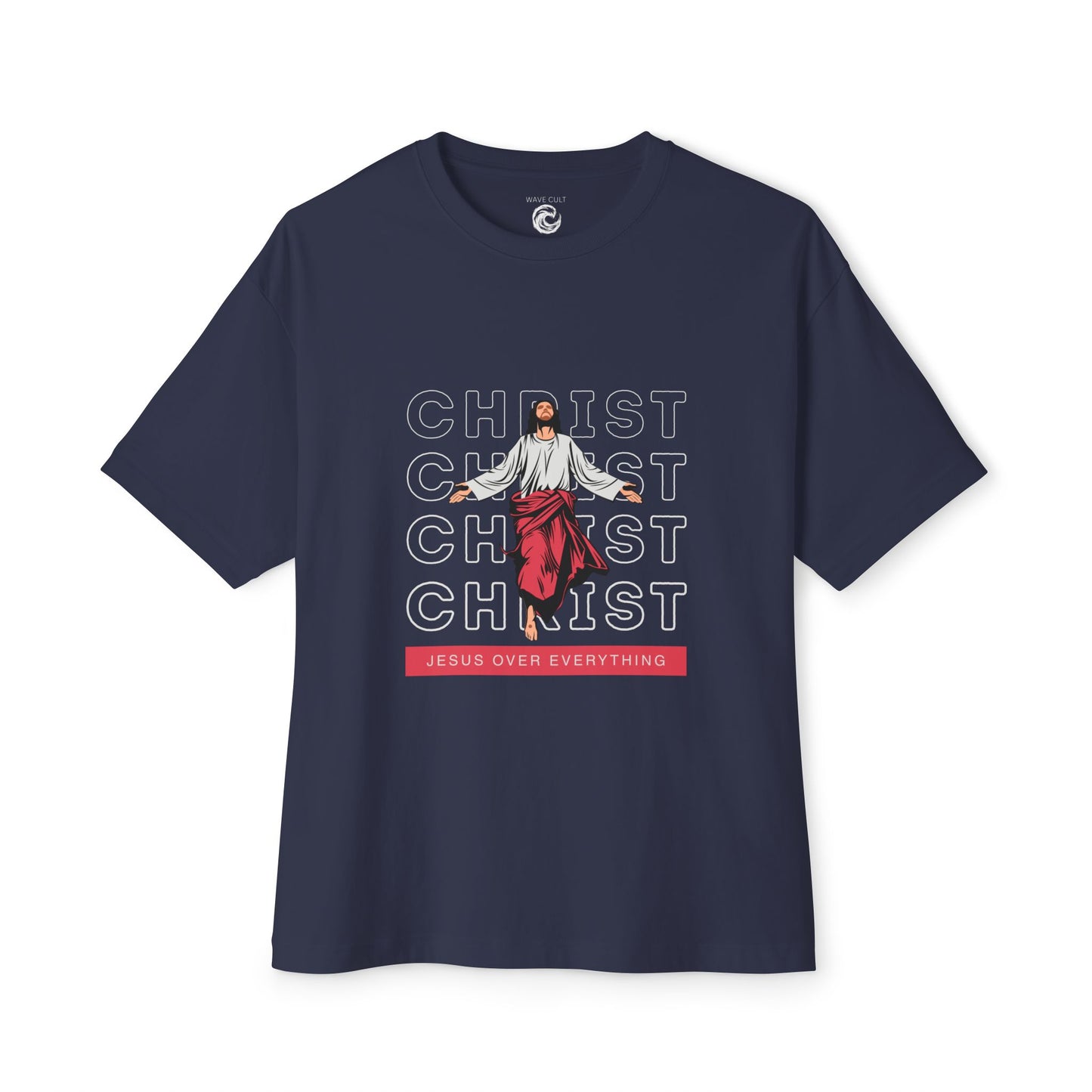 Christ Over Everything Tee — Retro Jesus Graphic Oversized Boxy Shirt