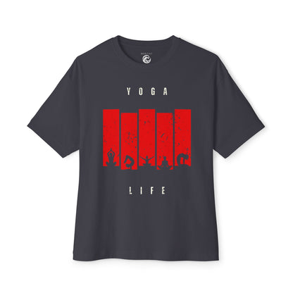 Boxy Tee — Red Bar Yoga Silhouette Graphic