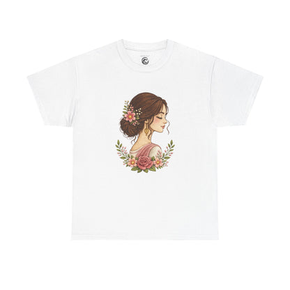 Floral Profile Tee — Vintage Woman Portrait T-Shirt
