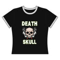 Skull Ringer Top — "Death Skull" Retro Goth Graphic Shirt