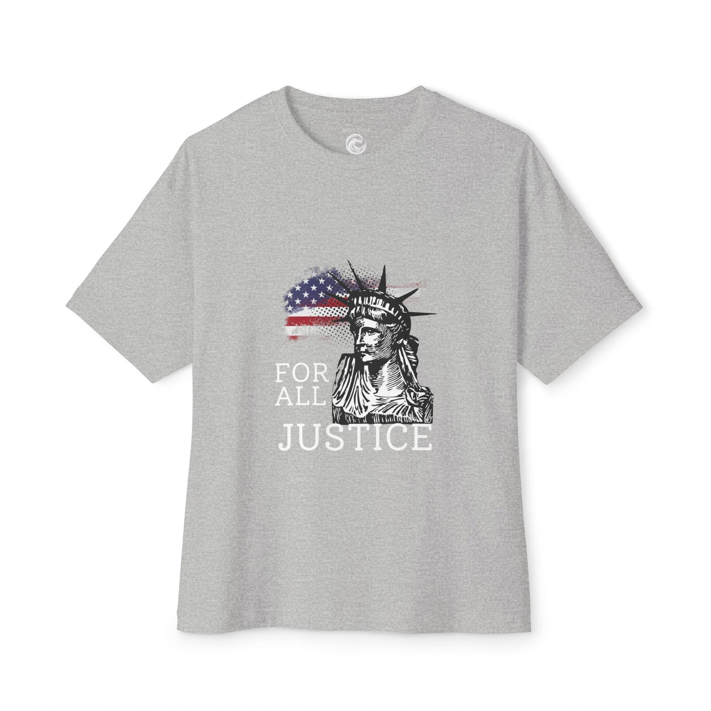 For All Justice Tee — Liberty Statue American Flag T‑Shirt