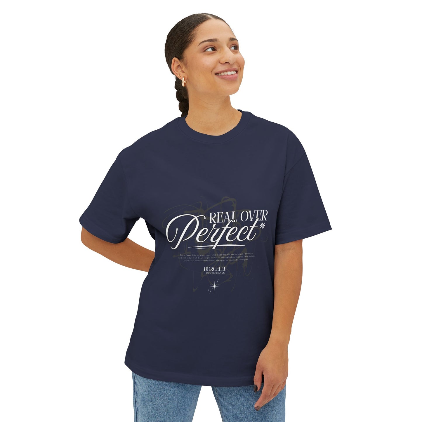 Perfect Real Lover Graphic Tee — "Real Lover Perfect" Oversized Boxy T-Shirt