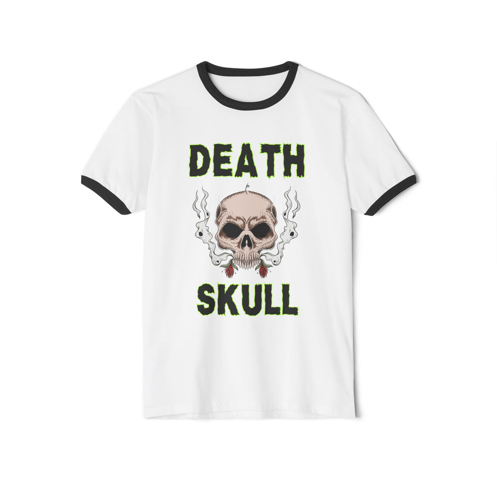 Death Skull Ringer Tee — Smoky Skull Graphic T-Shirt